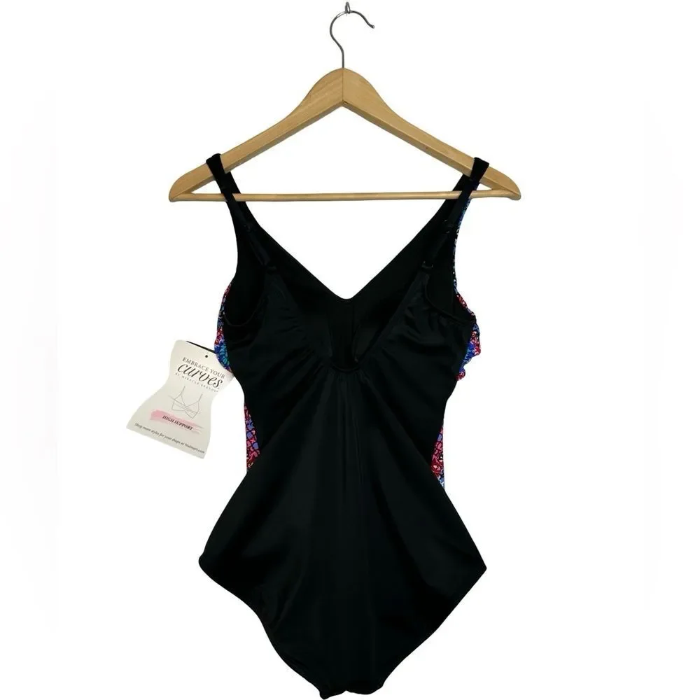 Miracle Brands Embrace Your Curves Georgia One Piece Swimsuit Size Small